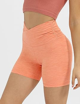 ODODOS Gathered Cross Waist Yoga Shorts for Women, 5"/ 8"/ 2.5" Sports Gym Workout Athletic Running  | Amazon (US)