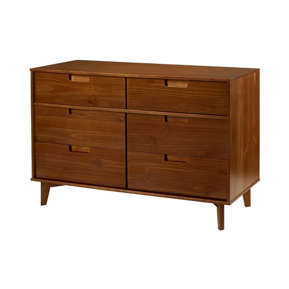 Mid-Century Modern Classic Wood 6 Drawer Groove Dresser - Saracina Home | Target
