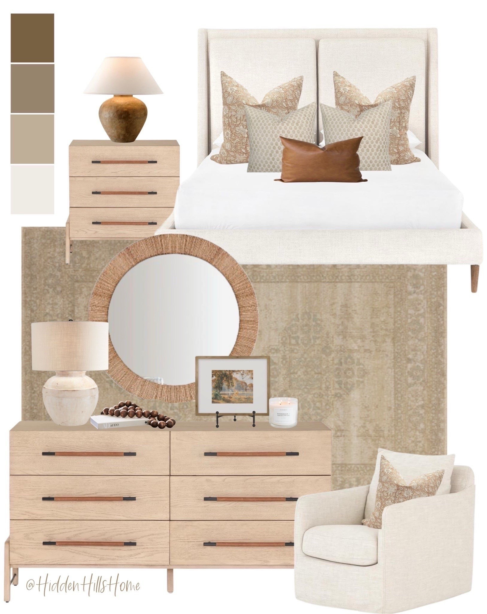 Bedroom decor mood board, bedroom design, home decor, bedroom inspiration, cozy bedroom ideas #bedroom