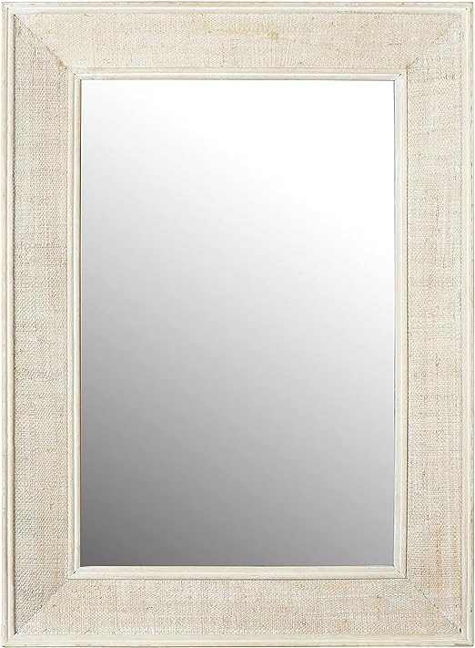Creative Co-Op Rectangle Wall Rattan Detail, White Wash Mirror | Amazon (US)