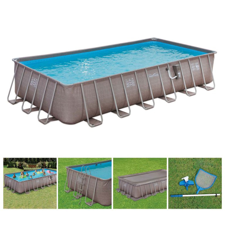 Summer Waves 24 x 12 x 4.5' Rectangle Above Ground Frame Swimming Pool Set - Walmart.com | Walmart (US)