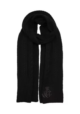 Lauren Ralph Lauren Women's Cable Scarf with Direct Embroidery and Stones | Belk