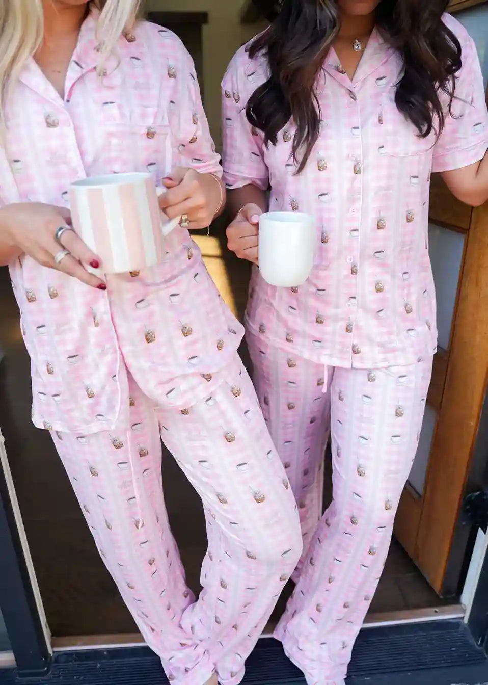Pink Coffee - Short Sleeve + Pant Pajama Set | KenzKustomz