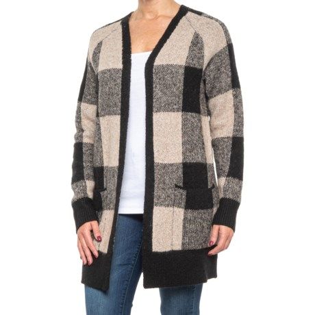 Lucky Brand Buffalo Plaid Cardigan Sweater - Open Front (For Women) | Sierra