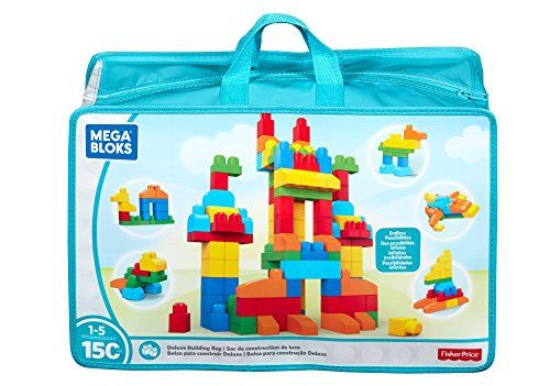 MEGA BLOKS Fisher-Price Toddler Block Toys, Deluxe Building Bag with 150 Pieces and Storage Bag, ... | Amazon (US)