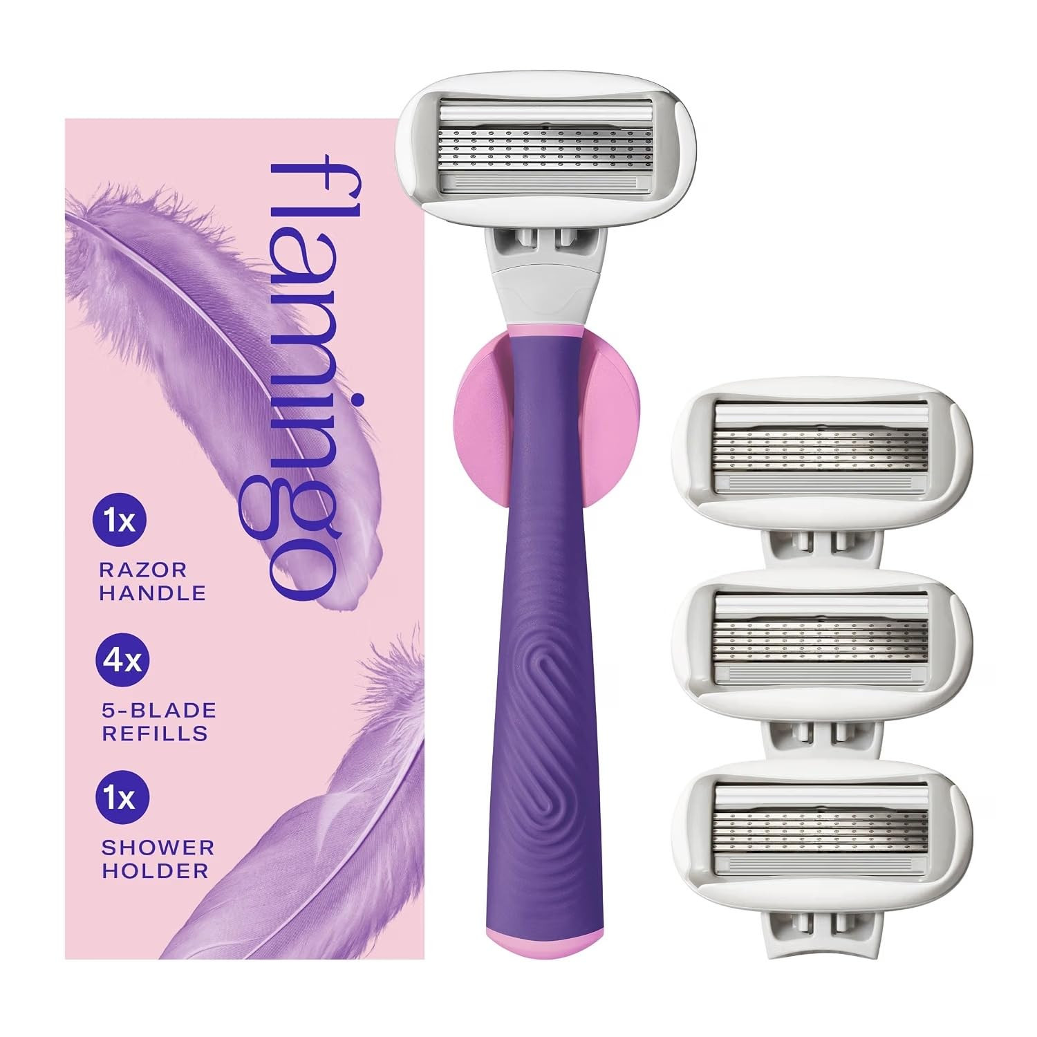 Flamingo Shaving Razor Set for Women - Razor Handle, 4 Blade Refills | Amazon (US)