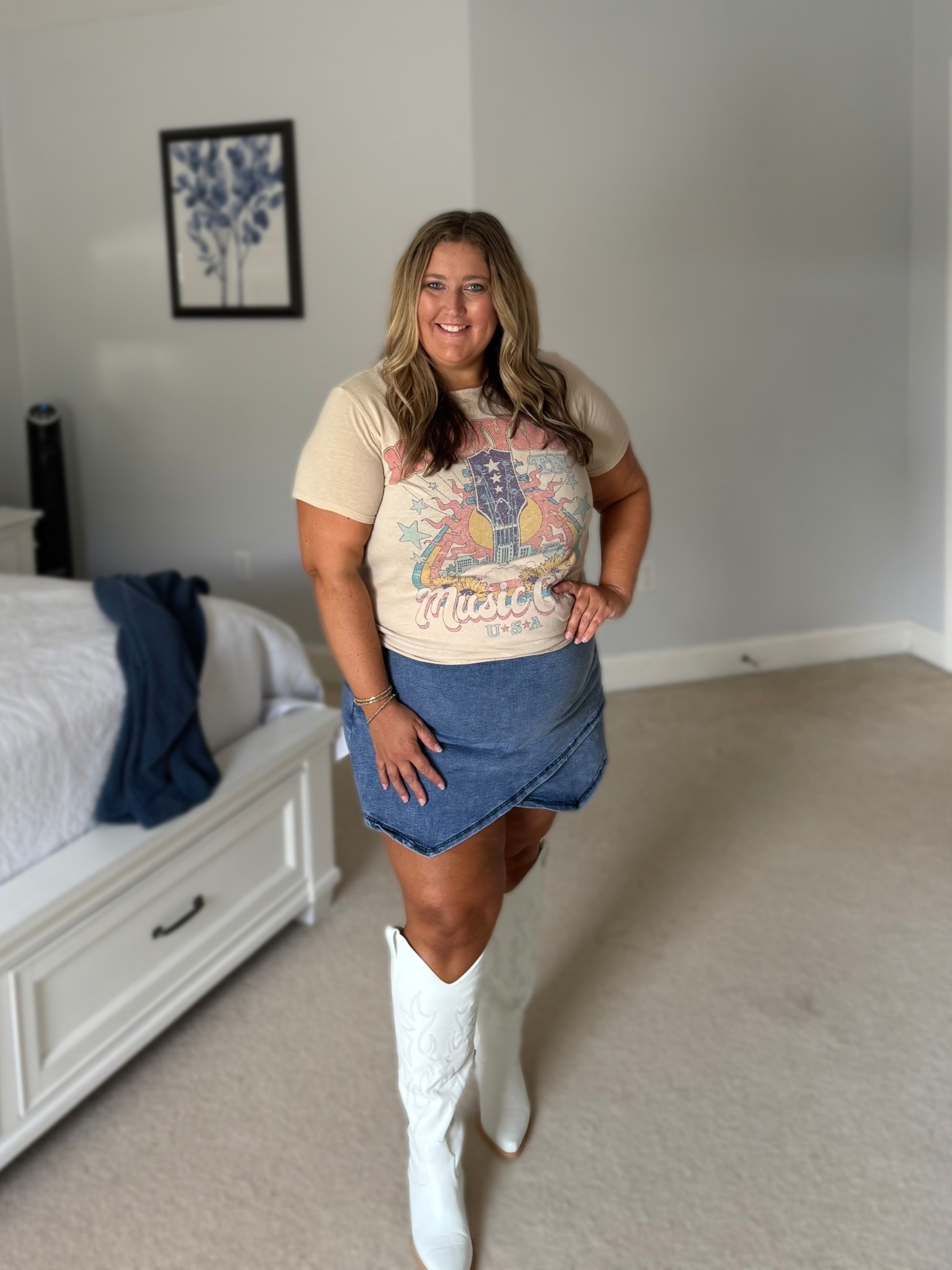 Plus Size Concert Outfit
Skirt
Nashville Tee
White Amazon Boots

#LTKPlusSize #LTKMidsize #LTKBeauty