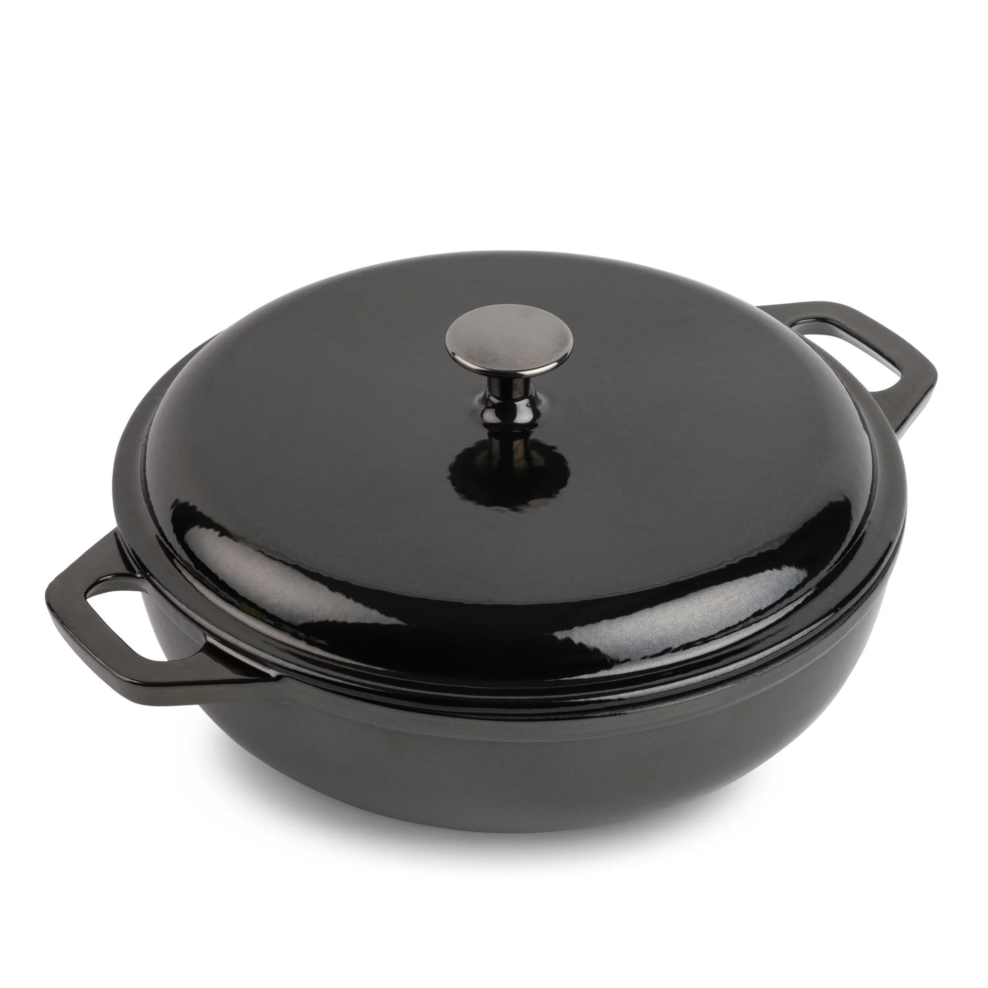 Thyme & Table 5.2 QT Enameled Cast Iron Braiser, Black - Walmart.com | Walmart (US)