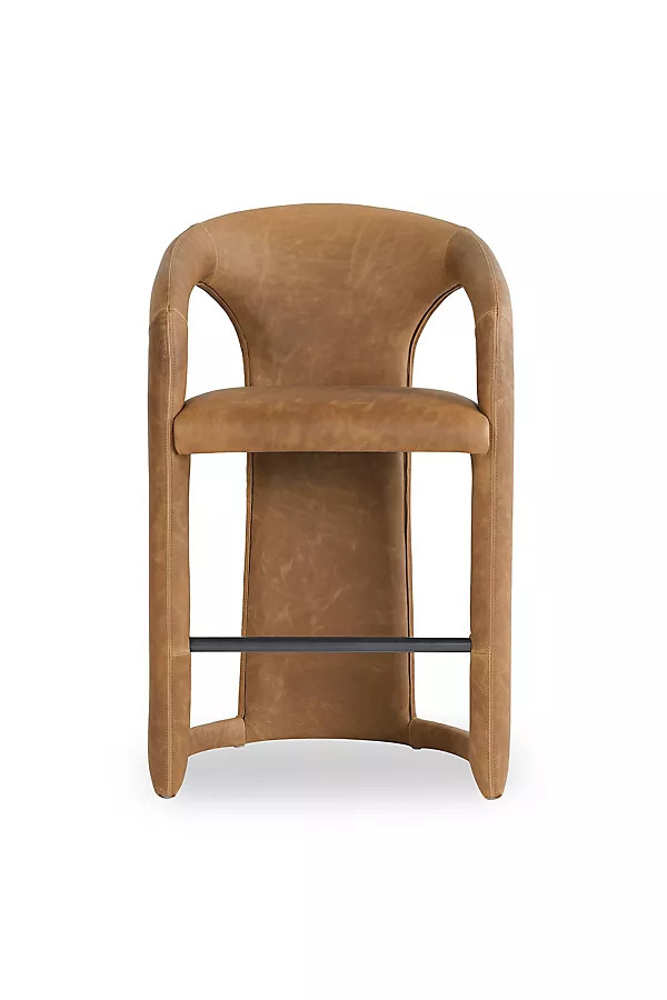 Archie Distressed Leather Counter Stool | Anthropologie (US)