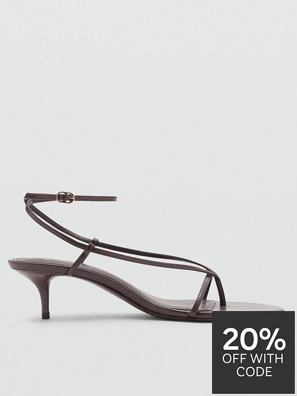 Mango Heeled Sandals With Thin Strap - Dark Brown | Very (UK)