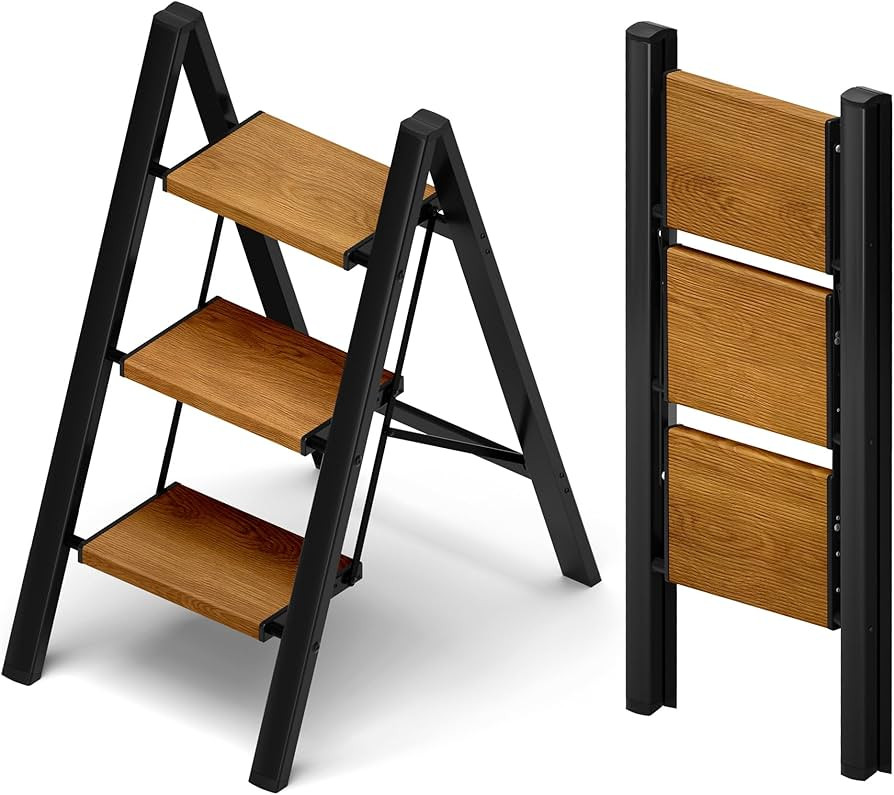 Taranta 3 Step Ladder,Aluminum Lightweight Folding 3 Step Stool with Anti-Slip Wide Pedal, 330lbs... | Amazon (US)