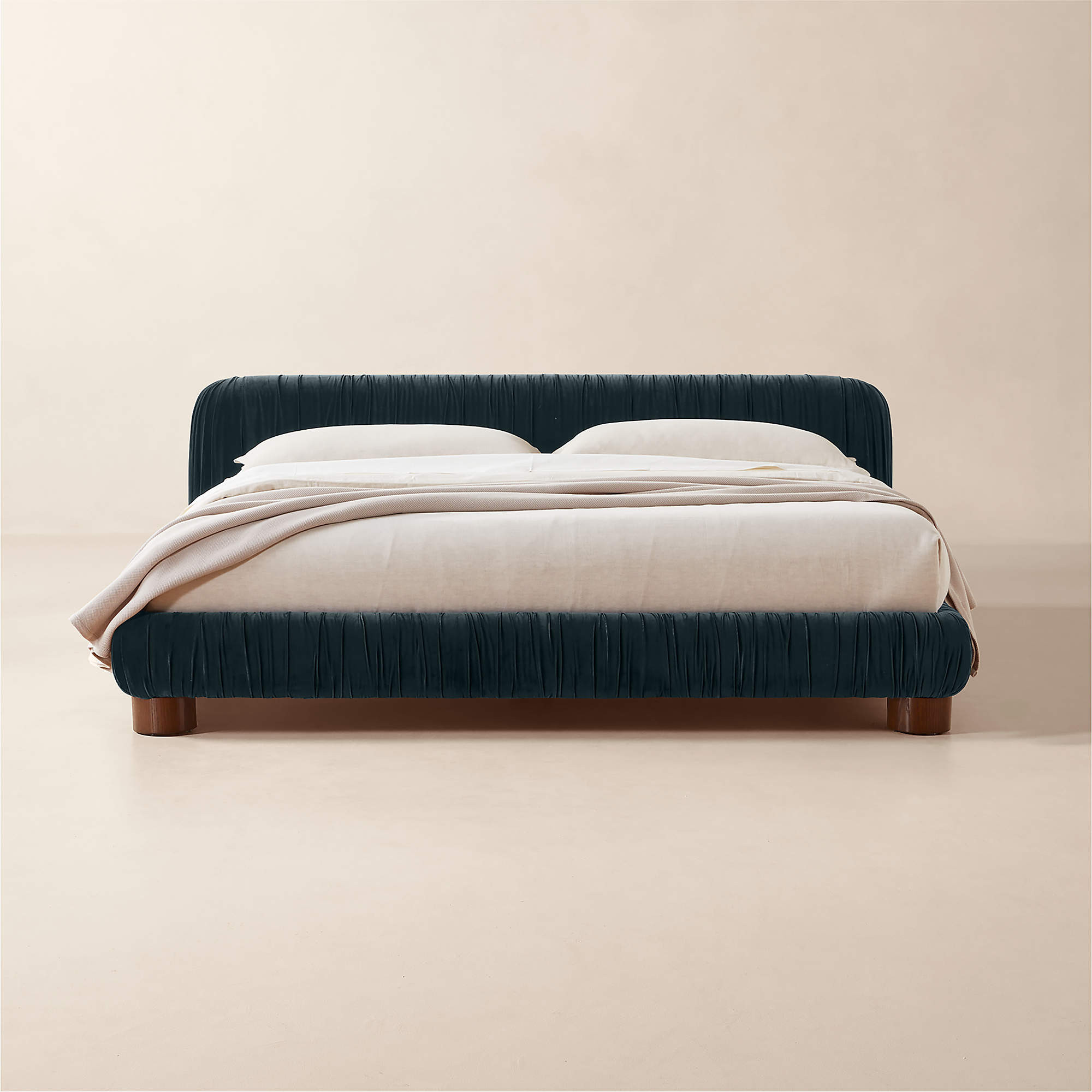 Cantar Blue Velvet Upholstered King Bed + Reviews | CB2 | CB2