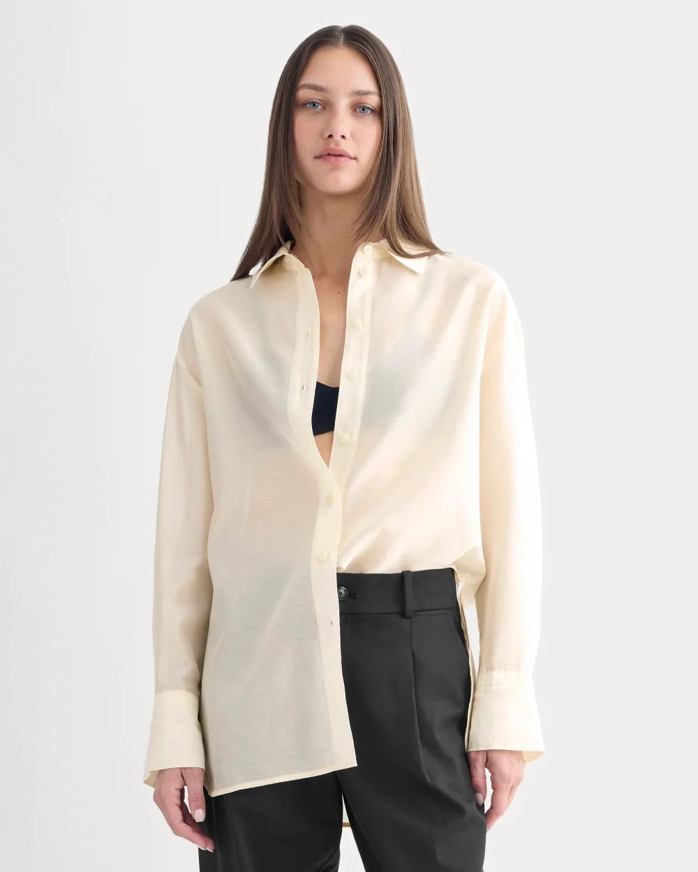 Oversized Shirt in Cotton-Silk Organza | Parchment | Everlane