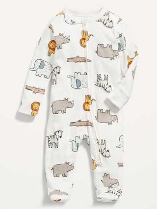 Unisex Animal-Print 2-Way-Zip Sleep & Play Footed One-Piece for Baby | Old Navy (US)