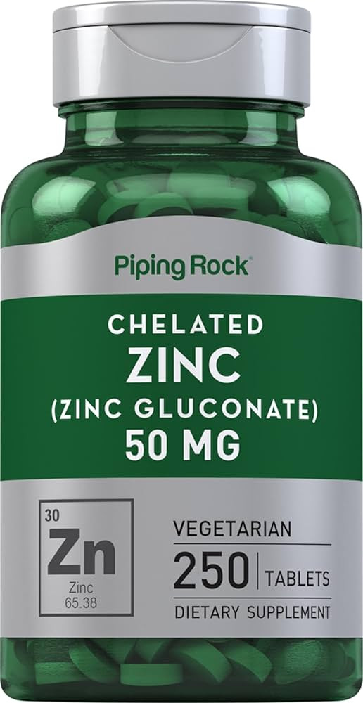 Piping Rock Zinc 50mg | 250 Vegetarian Tablets | Chelated Gluconate | Non-GMO and Gluten Free Sup... | Amazon (US)