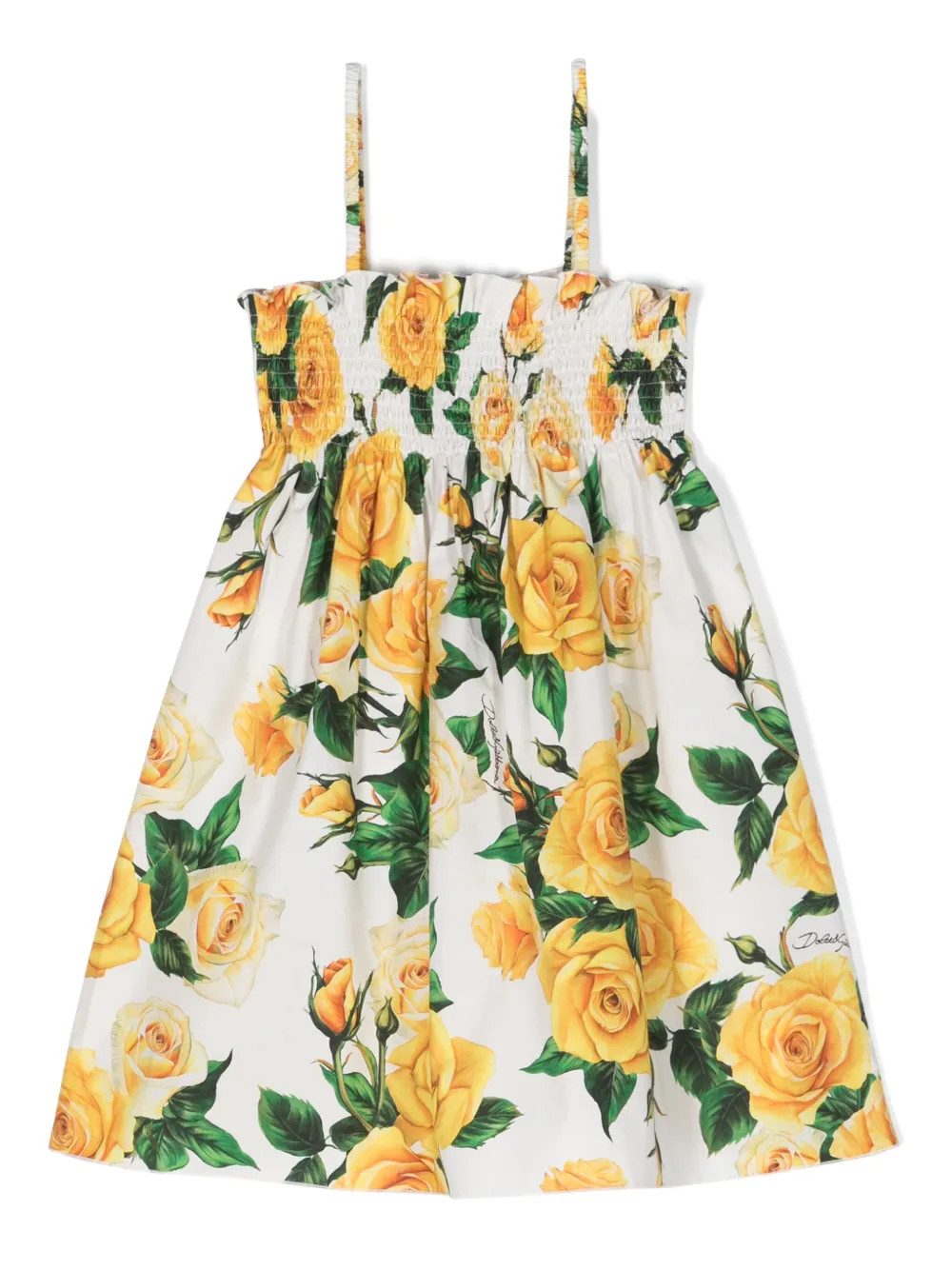 Dolce & Gabbana Kids floral-motif Shirred Flared Dress | White | FARFETCH | Farfetch Global