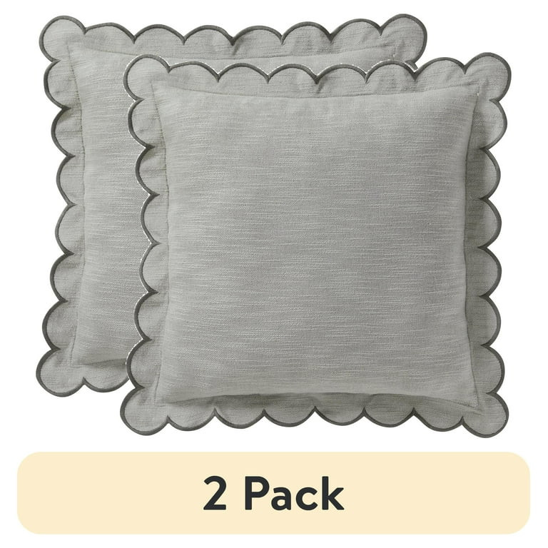 (2 pack) Home Decor Collection 19" x 19" Sage Green Scallop Flange Cotton-Rich Decorate Pillow | Walmart (US)