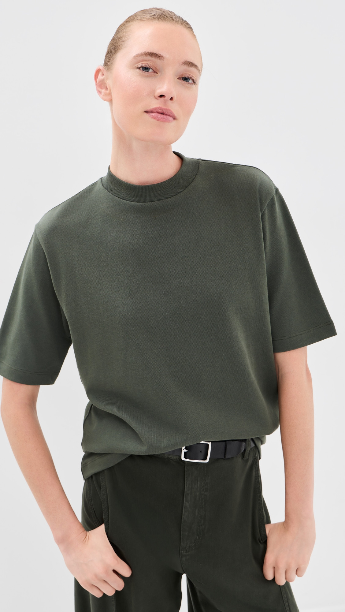 Tibi Perfect Unisex Tee Army Green M | Shopbop