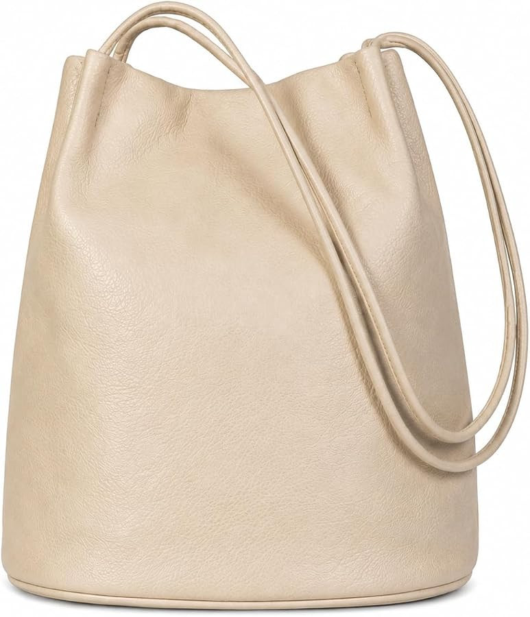 Mabel London Women's Fashion Designer Medium Size Plain Soft Vegan Leather Hobo Bucket Tote Shoul... | Amazon (UK)