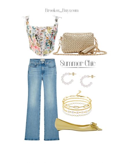 I love these jeans and corset top for summer. Add a pair of flats. These pearl earrings go with everything!   #jeans #croptop #

#LTKItBag #LTKShoeCrush #LTKU