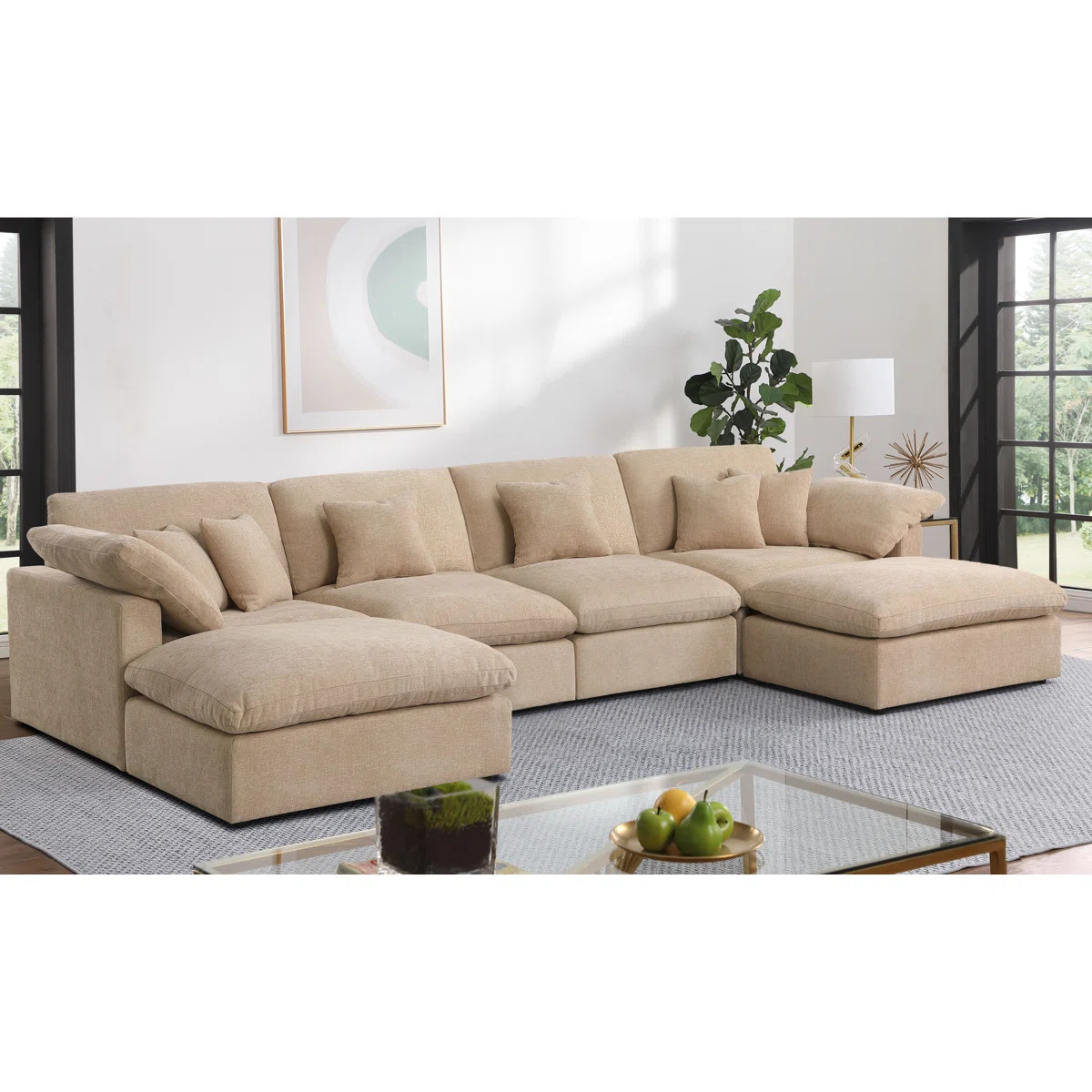 6 - Piece 155.7" U Shape Sectional Sofa Cloud Couch With Removable Ottomans | Wayfair North America
