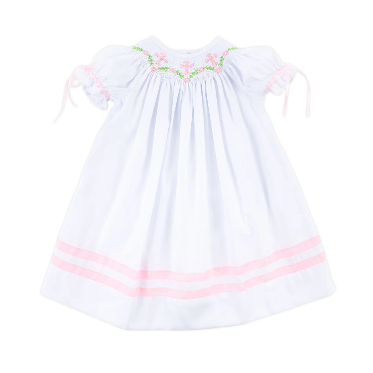 Cross and Vine Smocked White Dress | Classic Whimsy