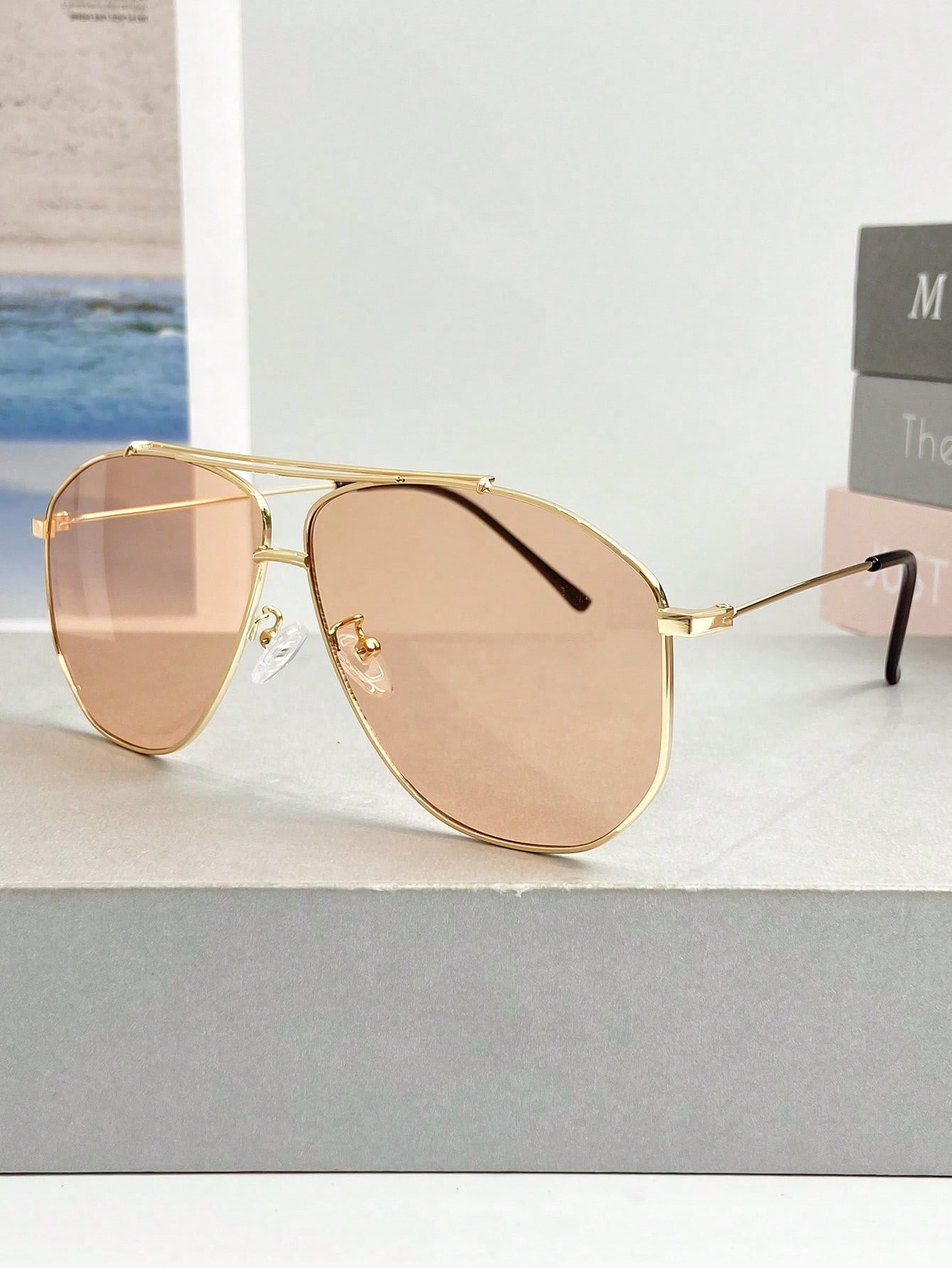 New Fashionable Retro Metal Double Beam Aviator Frame High-End Unisex Fashion Glasses, Suitable F... | SHEIN