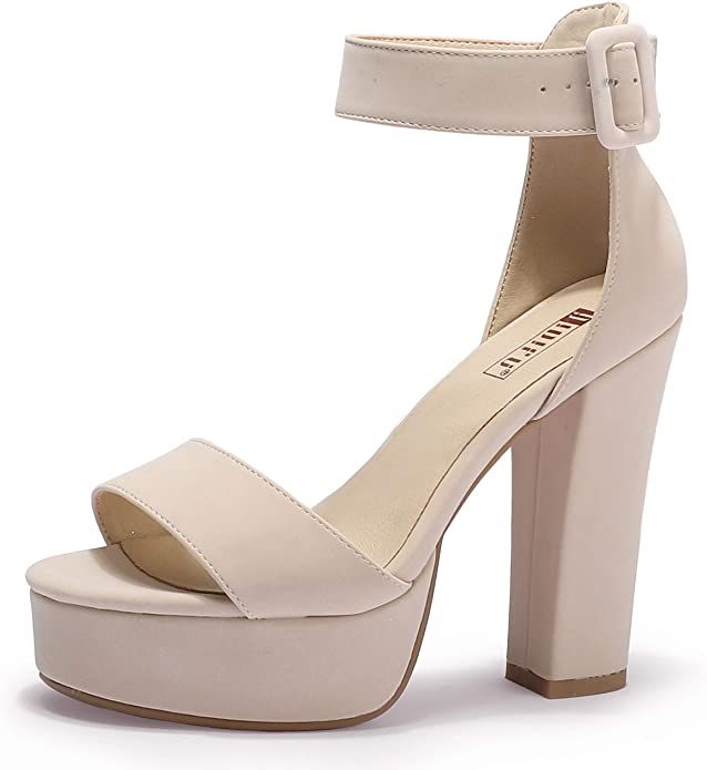 Amazon.com | IDIFU 5 inch Platform Heels for Women IN5 Sabrina Sandals Chunky High Heels Ankle St... | Amazon (US)
