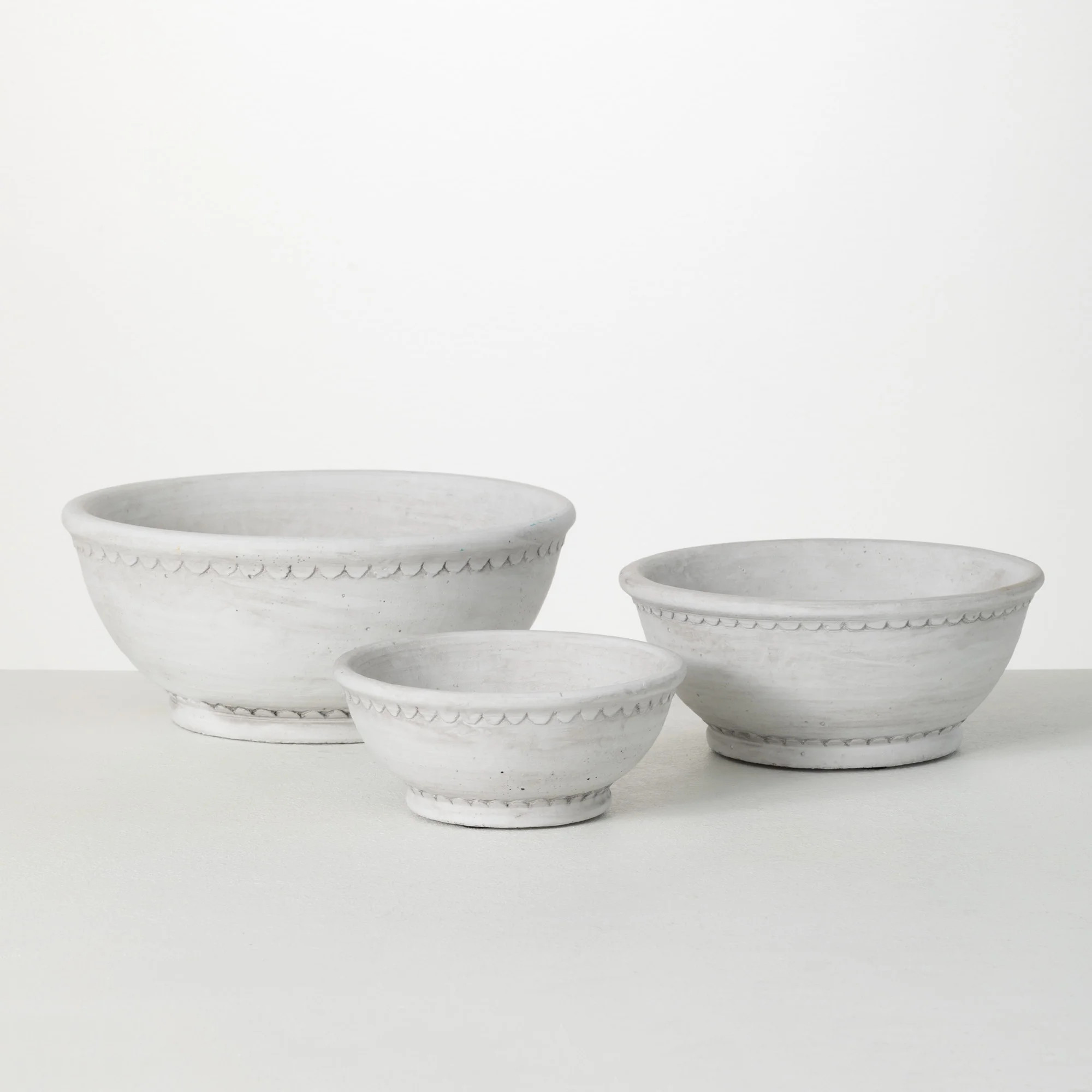 Sullivans Whitewashed Garden Ceramic Planter Bowl Set of 3, 4.5"H, 3.5"H & 2.75"H White - Walmart... | Walmart (US)