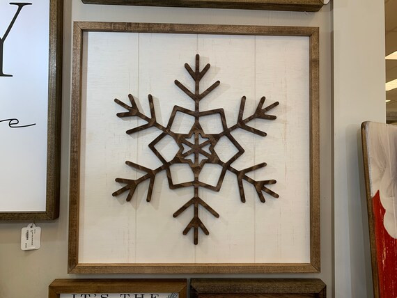 Rustic Snowflake Wood Framed Sign  Christmas Holiday Wood | Etsy | Etsy (US)