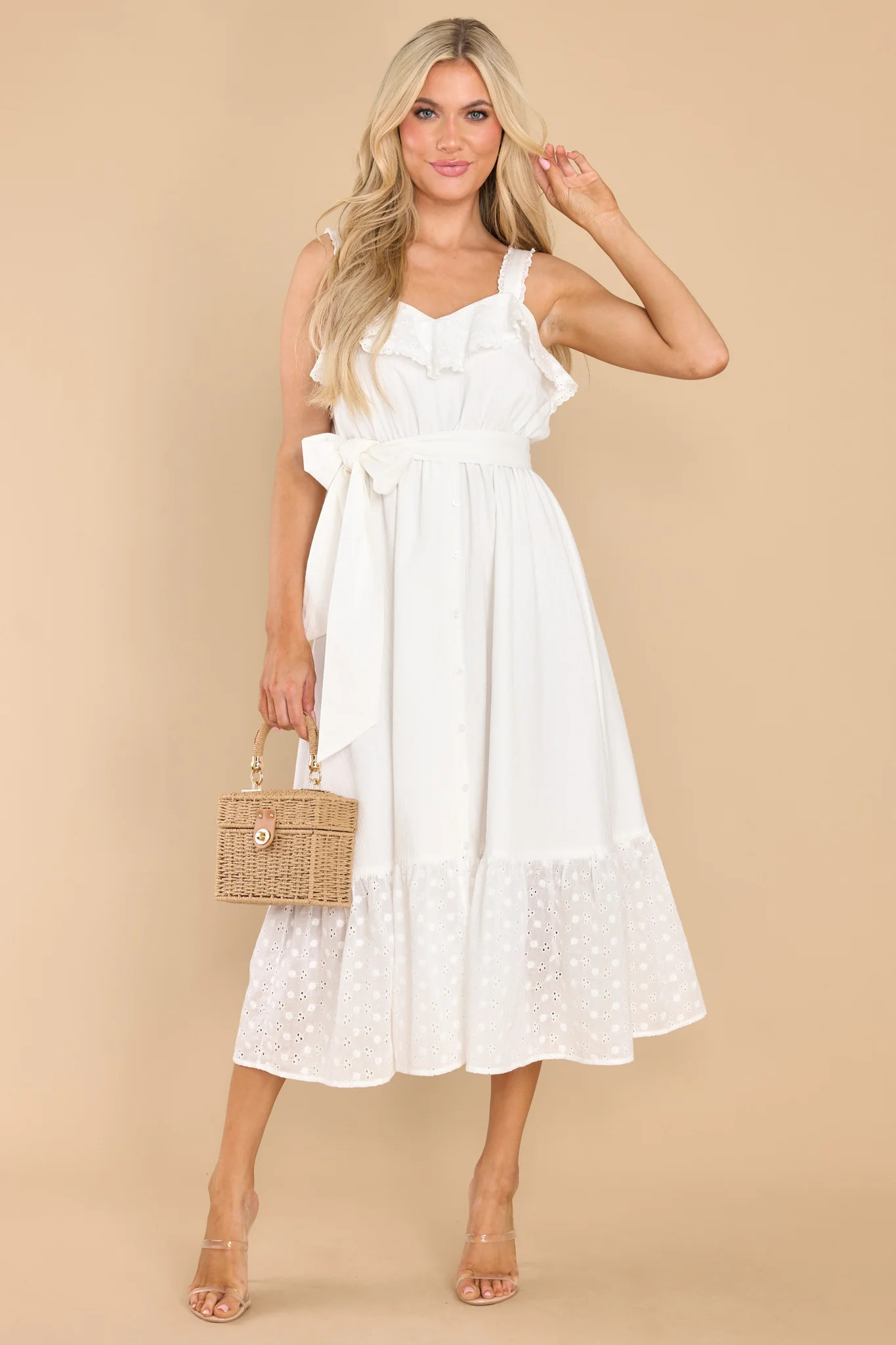 A Piece Of My Heart White Midi Dress | Red Dress 