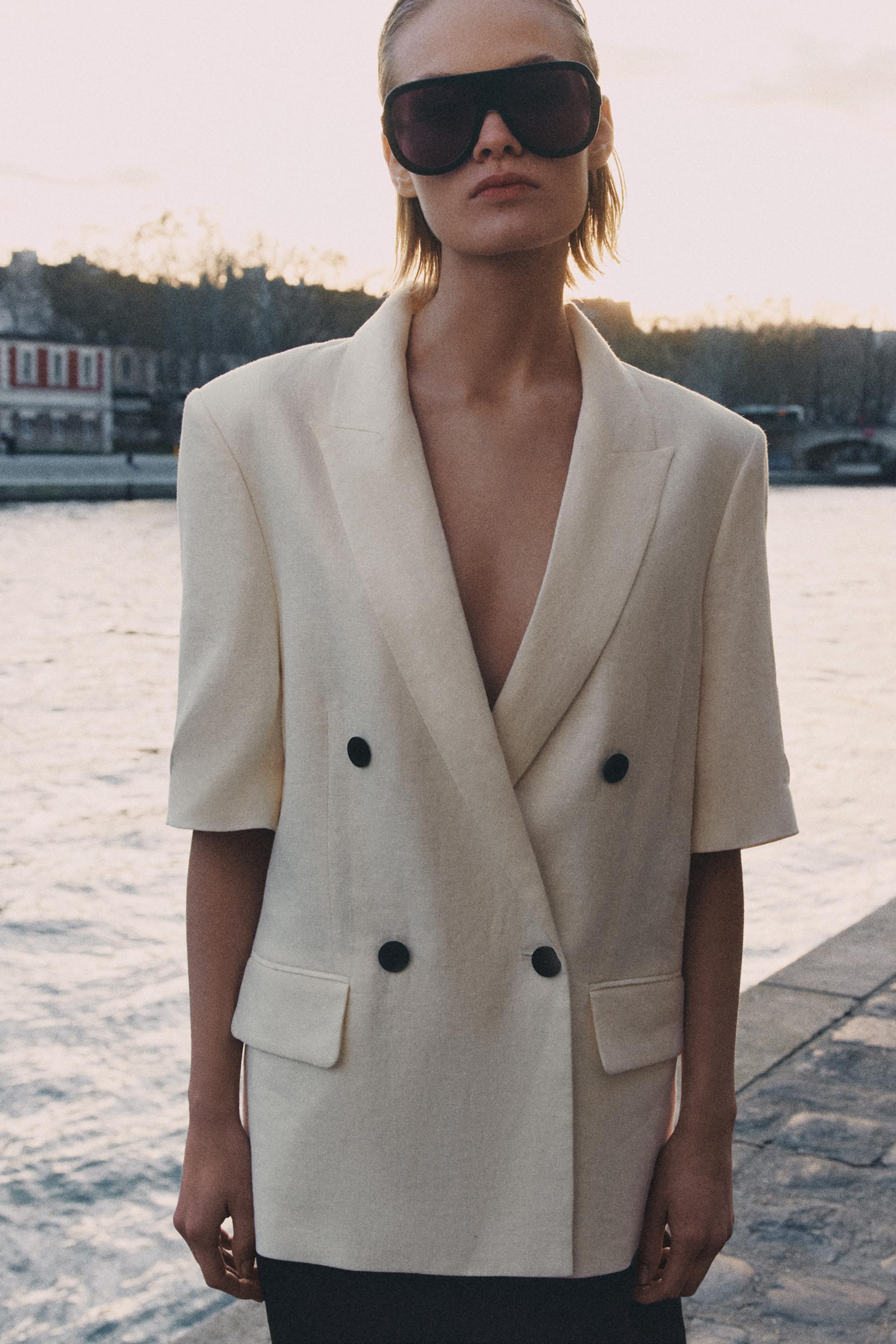 ZW COLLECTION LINEN SHORT SLEEVE BLAZER | Zara US