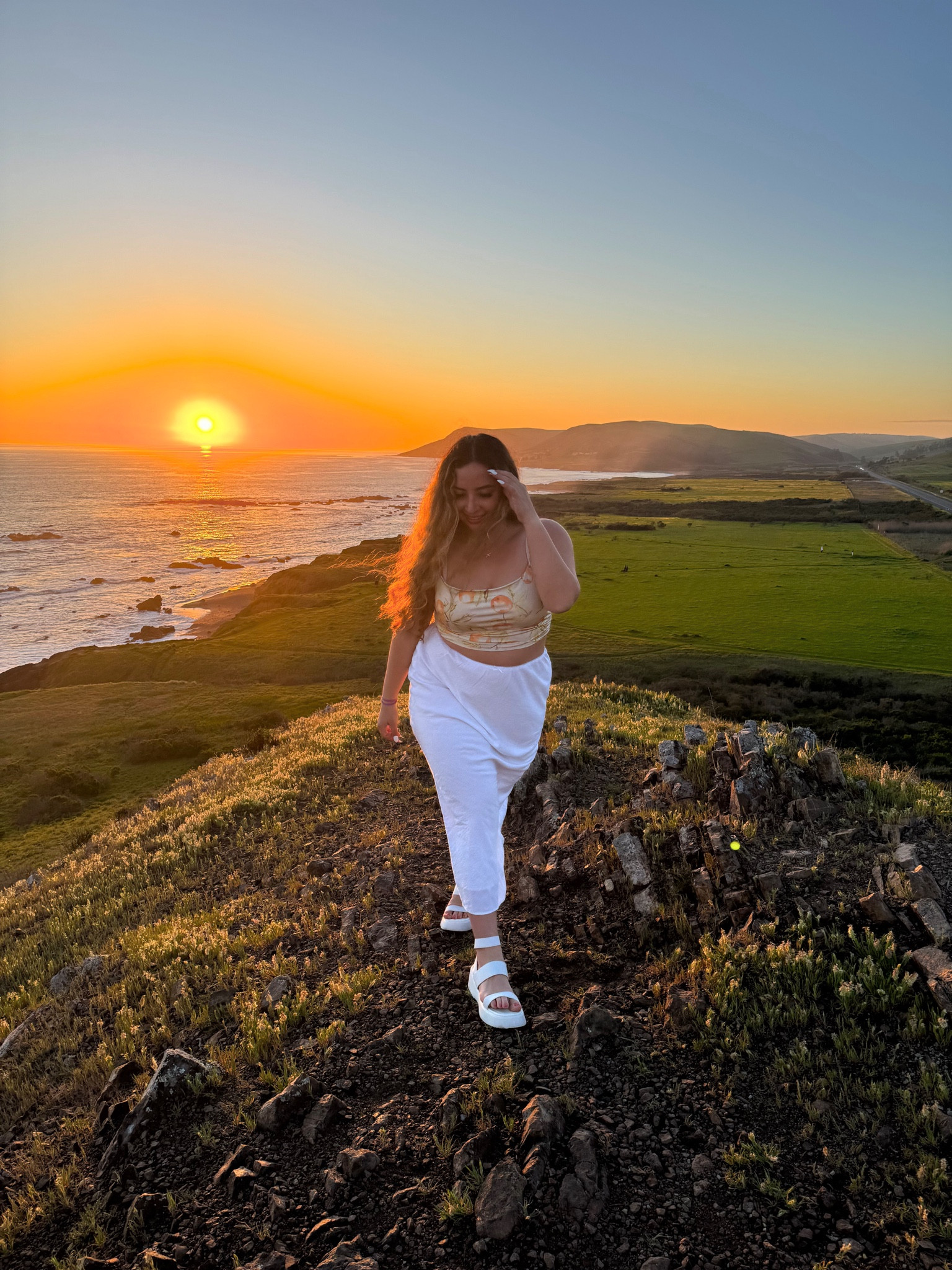 sunset post for the first of April 🌅 linen maxi skirt outfit with crop top and platform sandals 

#LTKSeasonal #LTKstyletip #LTKFestival