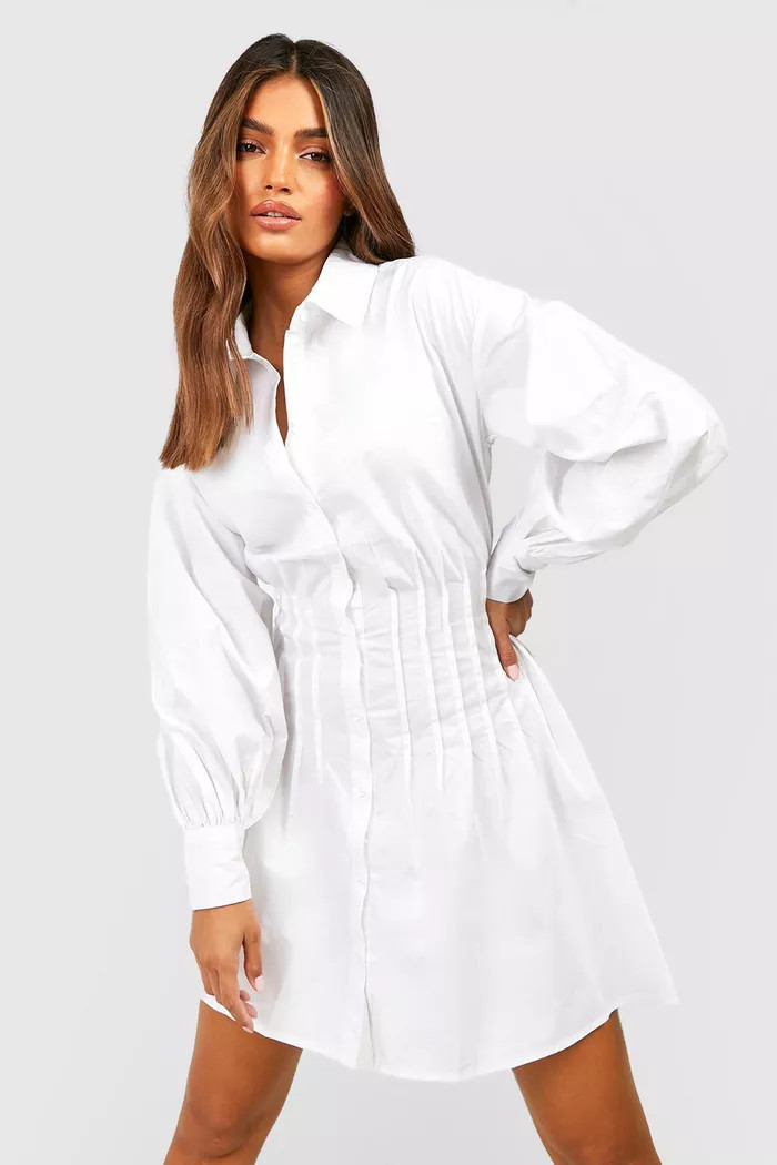 Corset Detail Woven Shirt Dress | boohoo (US & Canada)