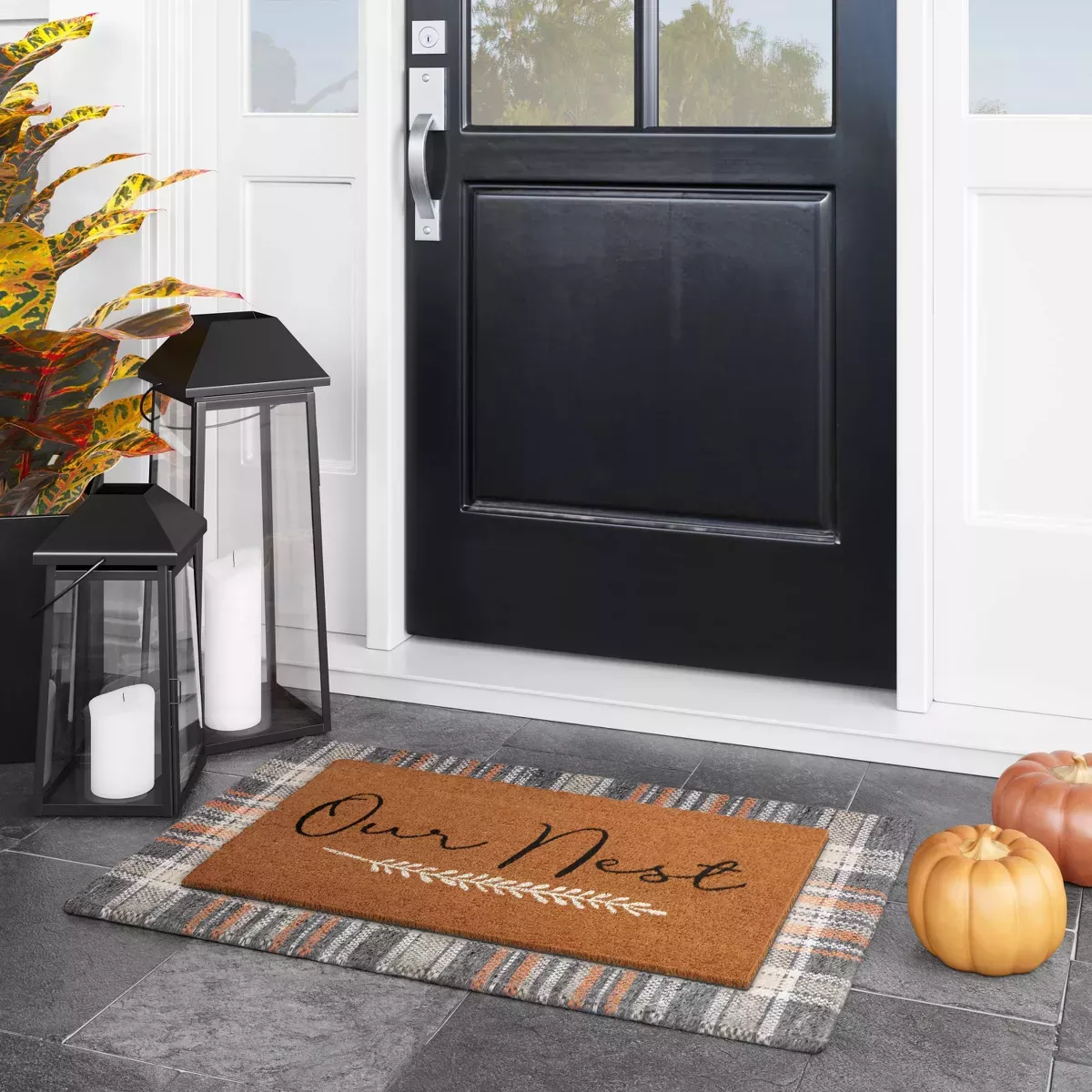 Juvale Thanksgiving Welcome Mat for Front Door, Outdoor Fall Rug for Porch, Give Thanks, 30x17 in