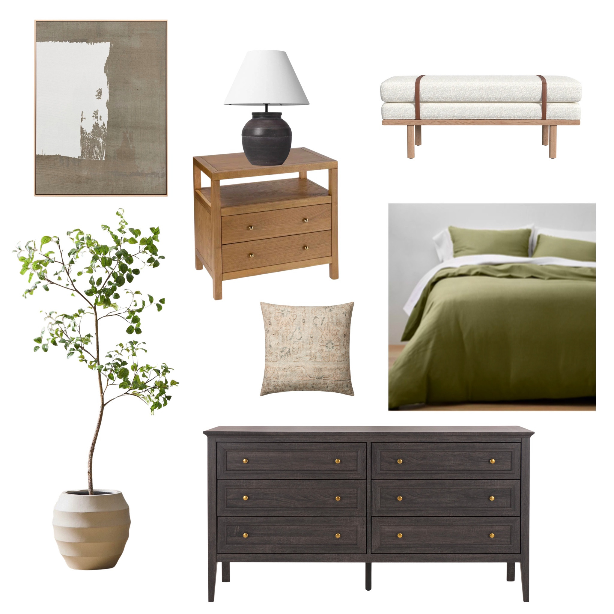 Designing a cozy, neutral primary bedroom with a pop of olive green for my friend’s new home! Links in stories! 🌿 

#LTKSaleAlert #LTKSeasonal #LTKHome