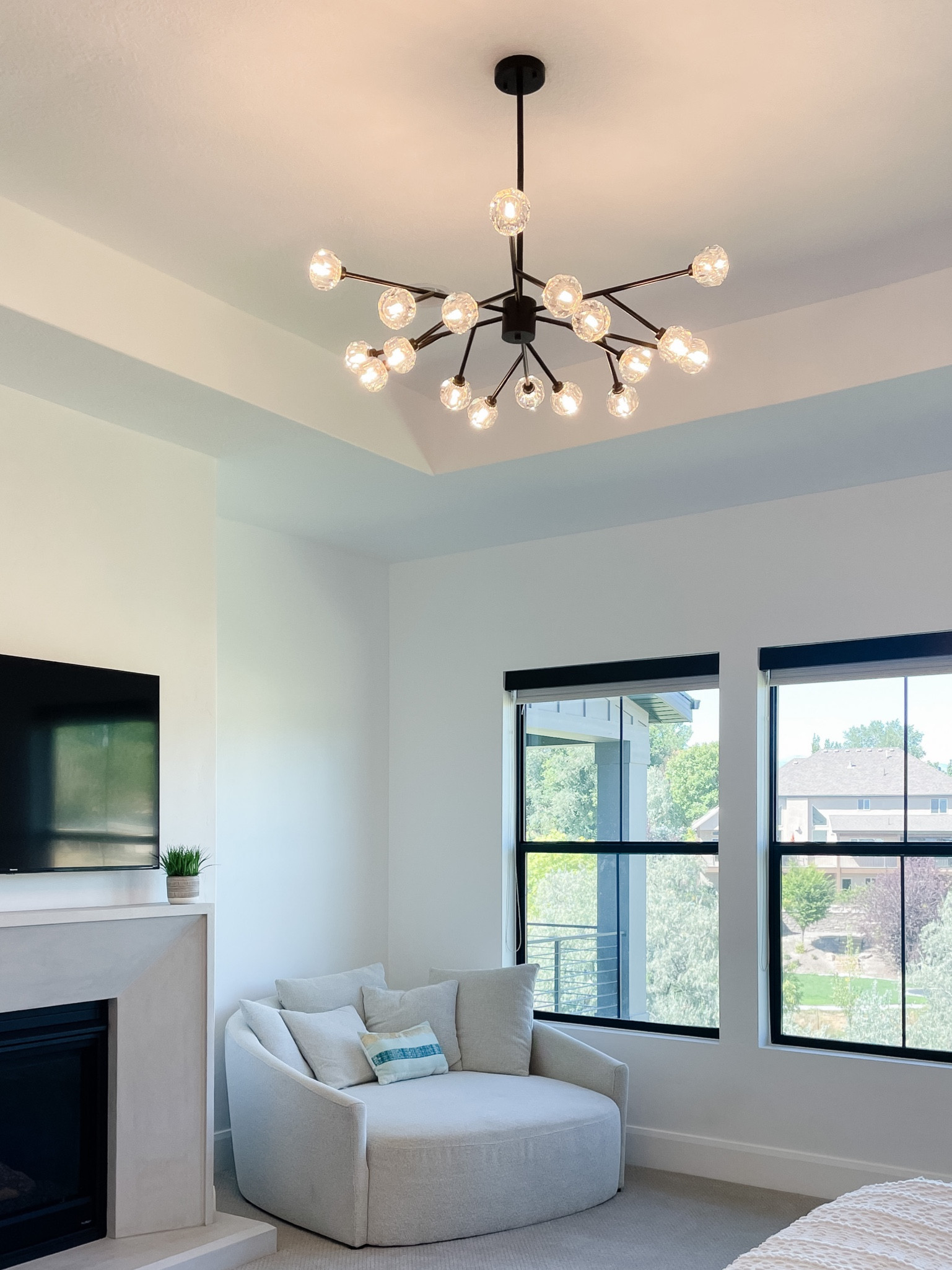 Adding this affordable chandelier is the perfect way to quickly upgrade a room! It takes a bit of work to put it together, but we love it! That’s also comes in gold and chrome.

#LTKhome