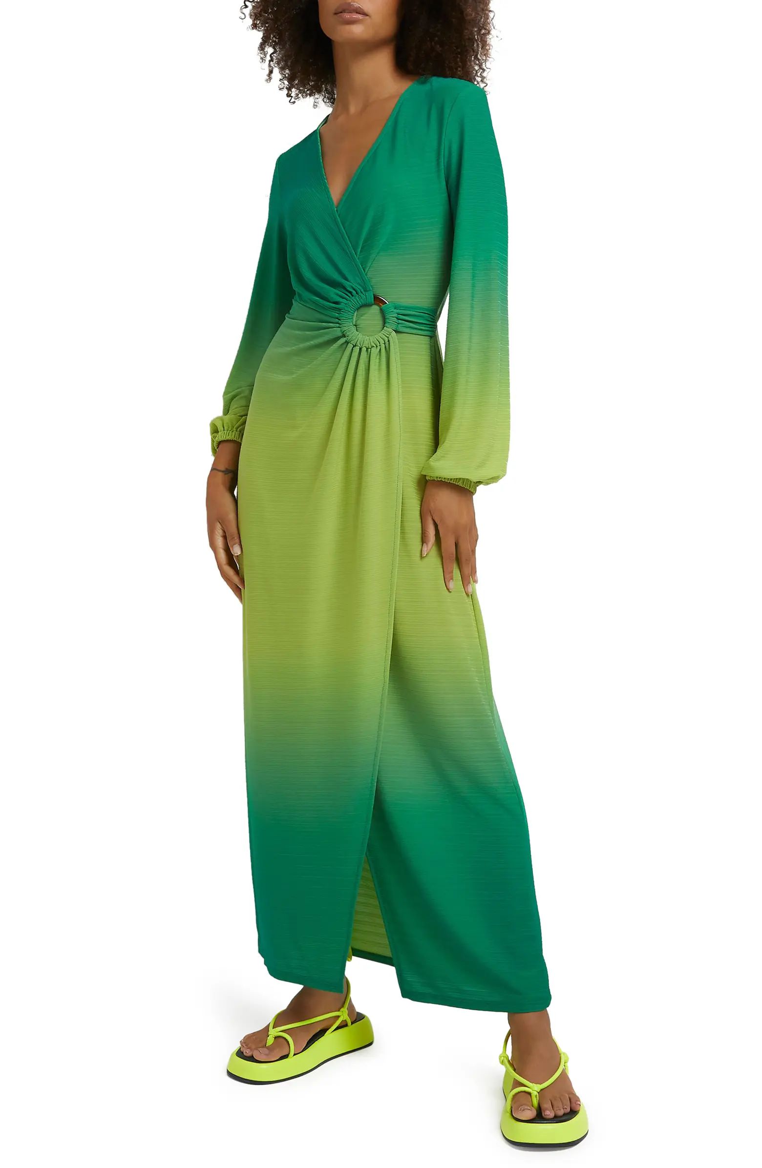 Long Sleeve Faux Wrap Maxi Dress | Nordstrom