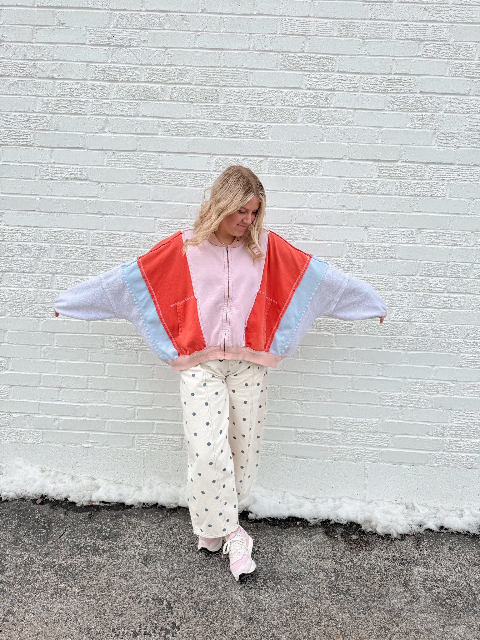 sunday best 🪩🫐🦩 I wish I could link the jacket but the brand is bucket list (color block jacket)! 

#LTKdayinmylife #LTKootd
