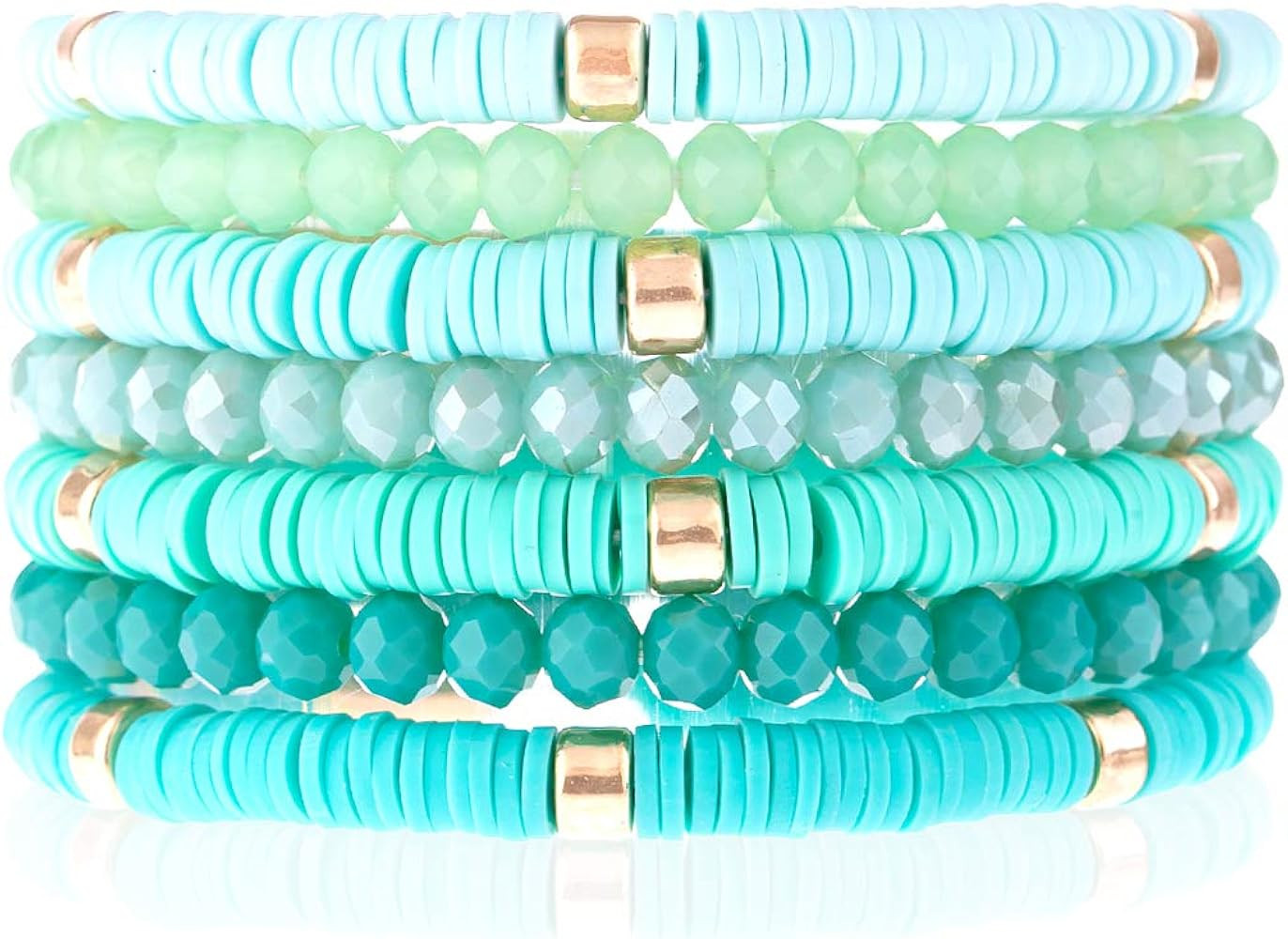 RIAH FASHION Bohemian Multi-Layer Beaded Stacking Statement Bracelets - Versatile Strand Stretch ... | Amazon (US)