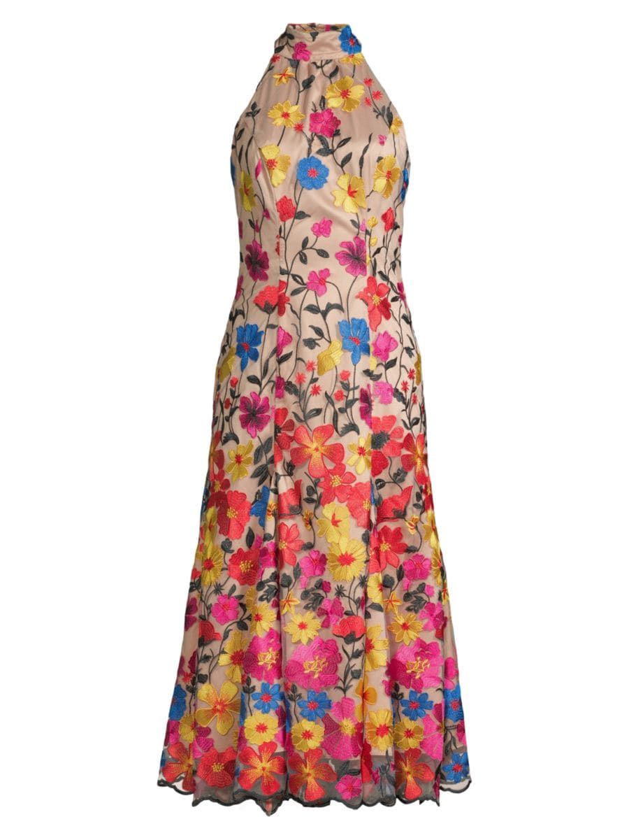 Penelope Floral Embroidered Halter Dress | Saks Fifth Avenue