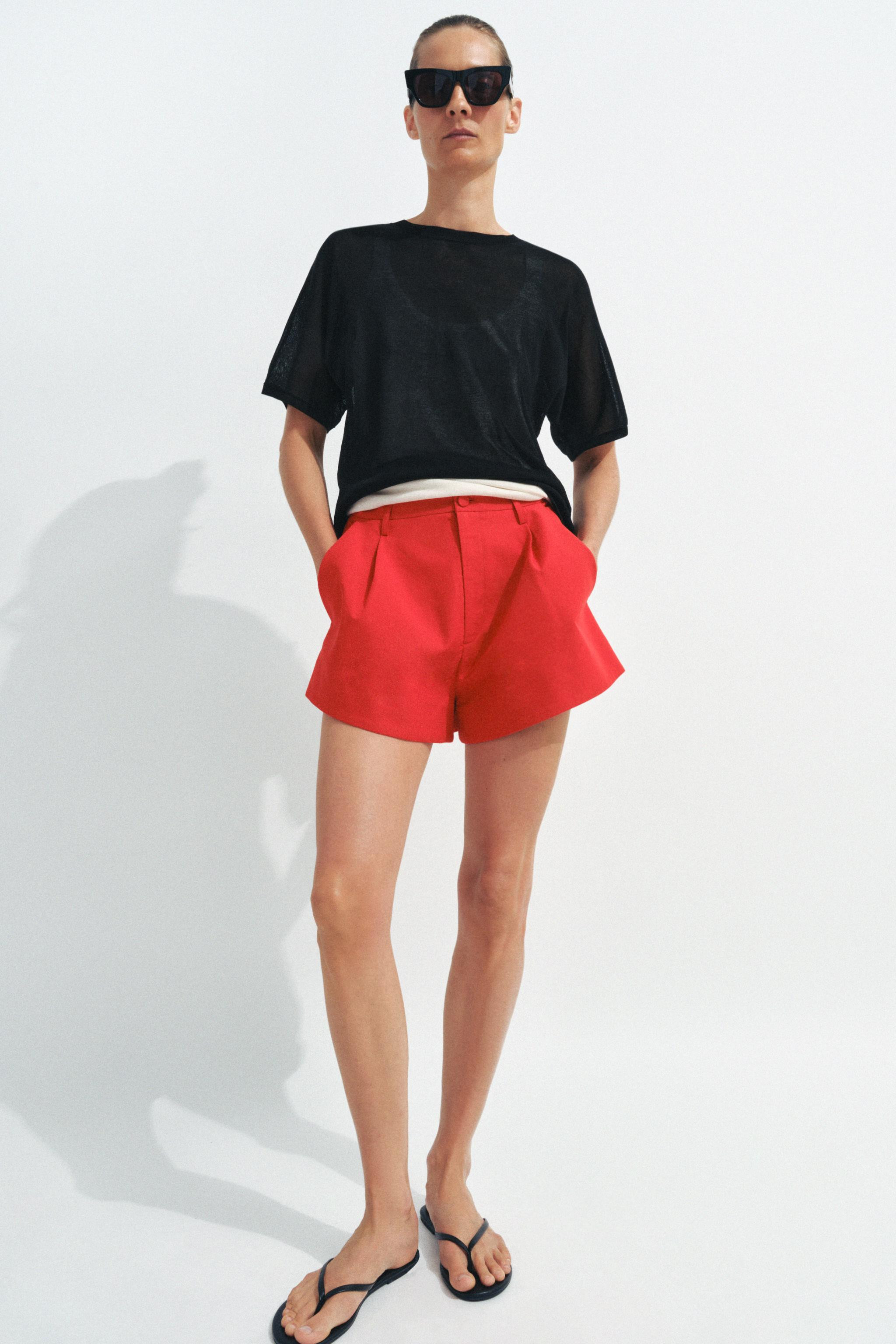 ZW COLLECTION PLEATED SHORTS | Zara US