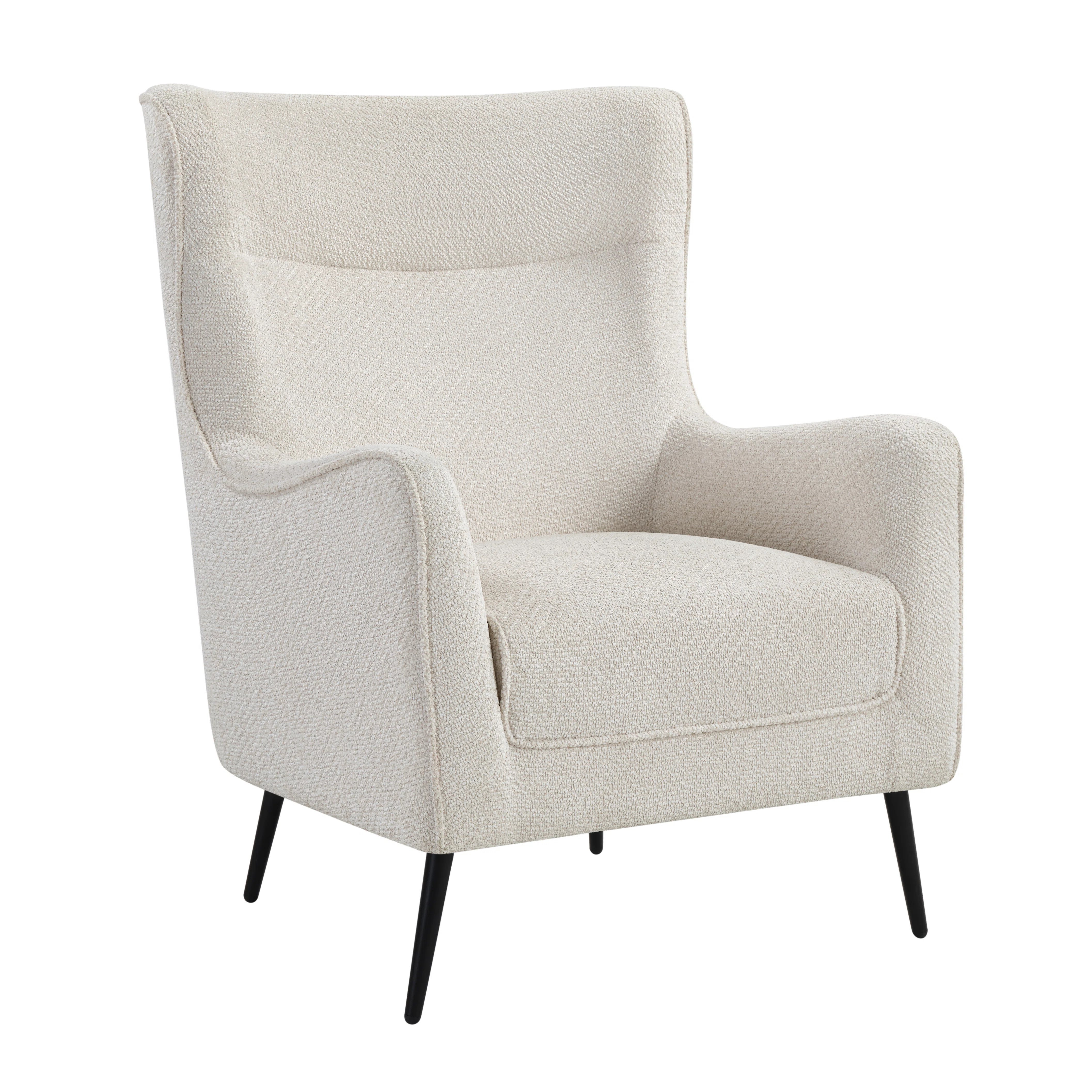 Modern Performance Fabric Upholstered Wingback Accent Armchair with Metal Legs, Ivory – Gina by... | Wayfair North America