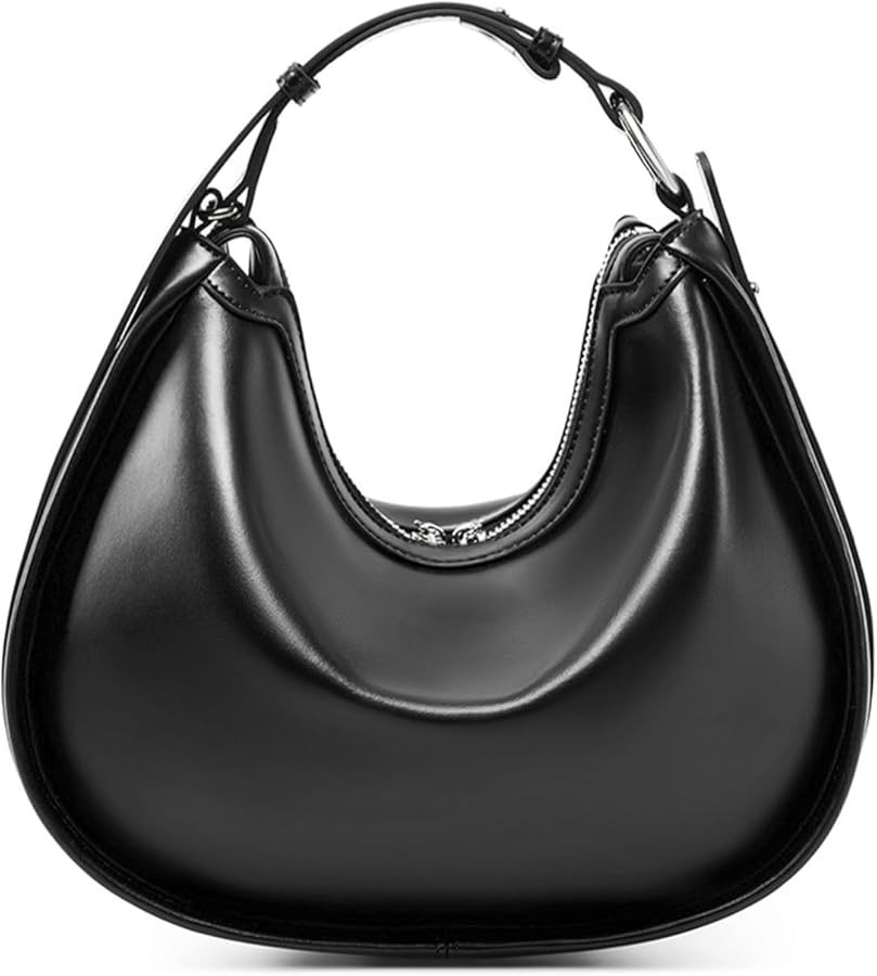 Genuine Leather Shoulder Bag, Crescent Bag for Women, Top Handle Handbag, Underarm Purse with Adj... | Amazon (US)