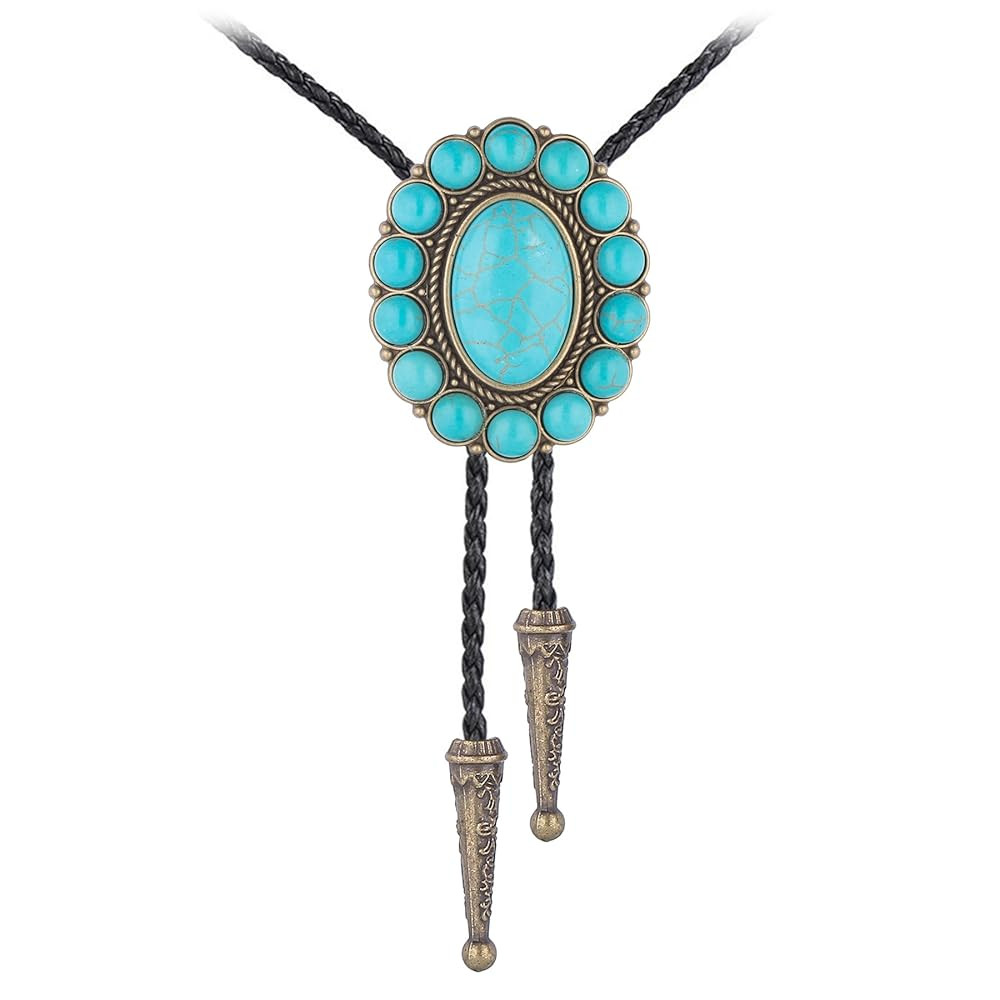 GelConnie Bolo Tie for Men Women Rodeo Cowboy Leather Necktie Turquoise Native American Western N... | Amazon (US)