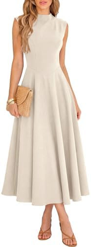 BTFBM Summer Dresses for Women 2026 Mock Neck Sleeveless High Waist Flowy Aline Maxi Spring Weddi... | Amazon (US)