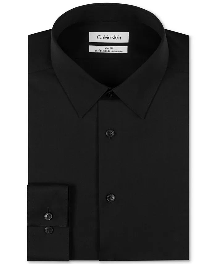 Calvin Klein Men's Slim Fit Non Iron Performance Herringbone Point Collar Dress Shirt	 & Reviews ... | Macys (US)