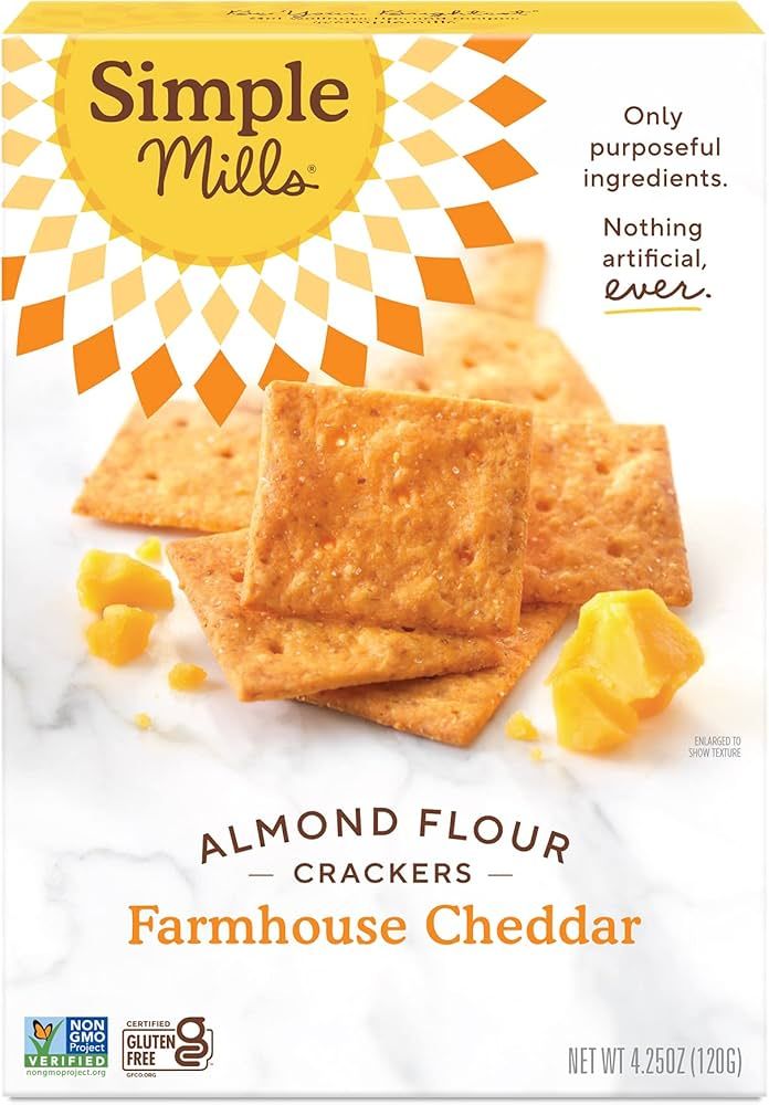Simple Mills Almond Flour Crackers, Farmhouse Cheddar - Gluten Free, Healthy Snacks, 4.25 Ounce (... | Amazon (US)