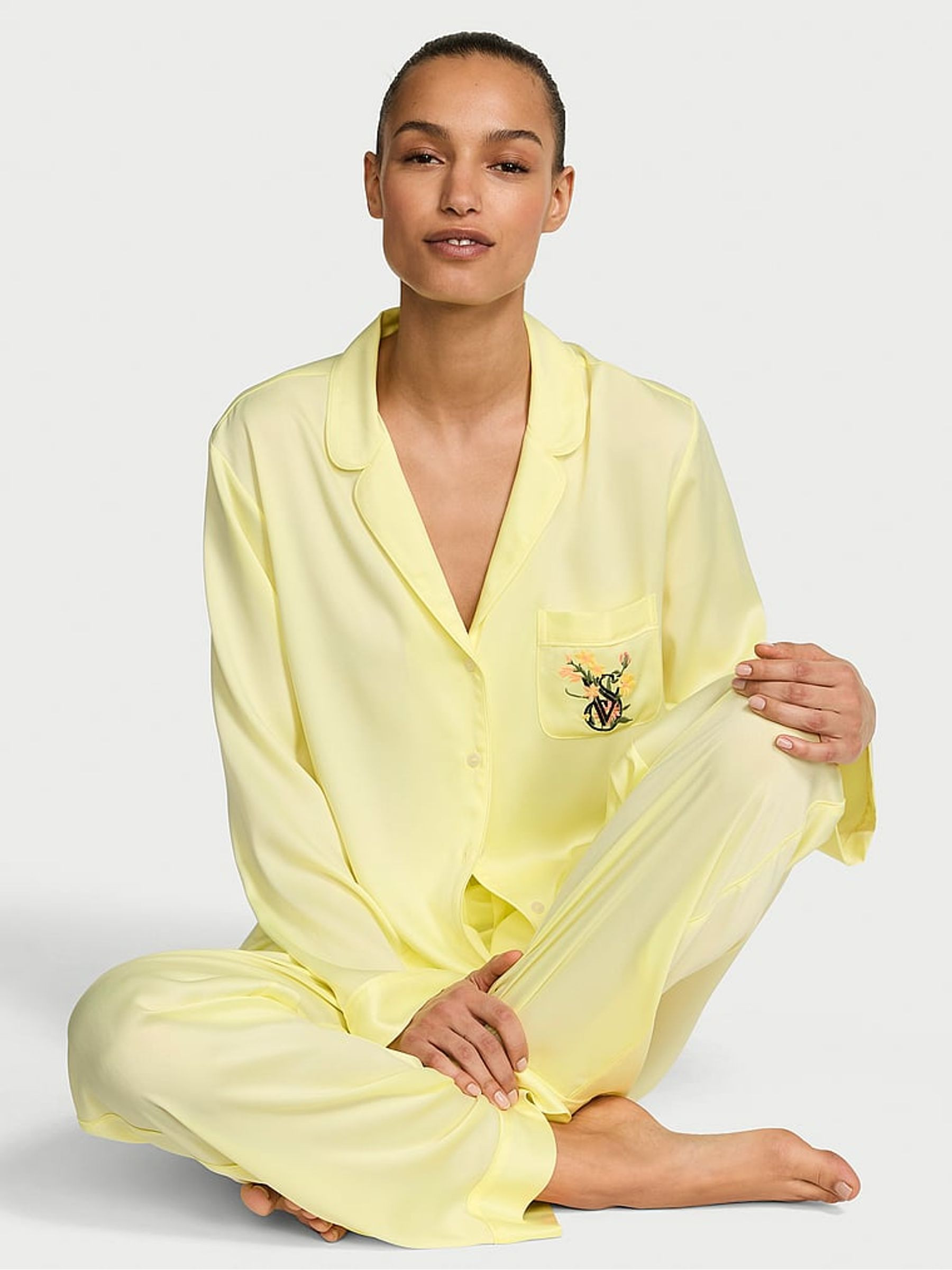 Lemonade Yellow Satin Long Pyjamas Set | Victoria's Secret UK
