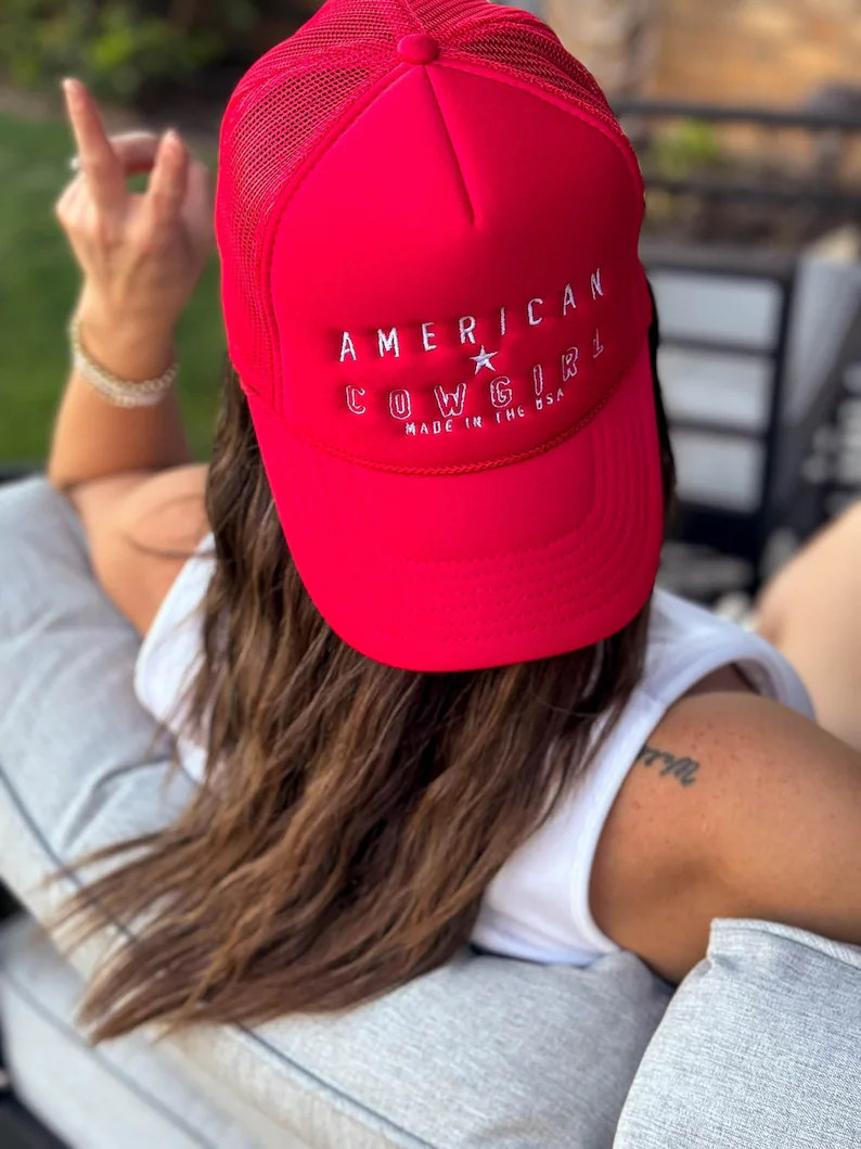 American Cowgirl - Red Trucker Hat - Cowgirl Hat - USA - 4th of July - Western - Country - Retro ... | Etsy (Global)